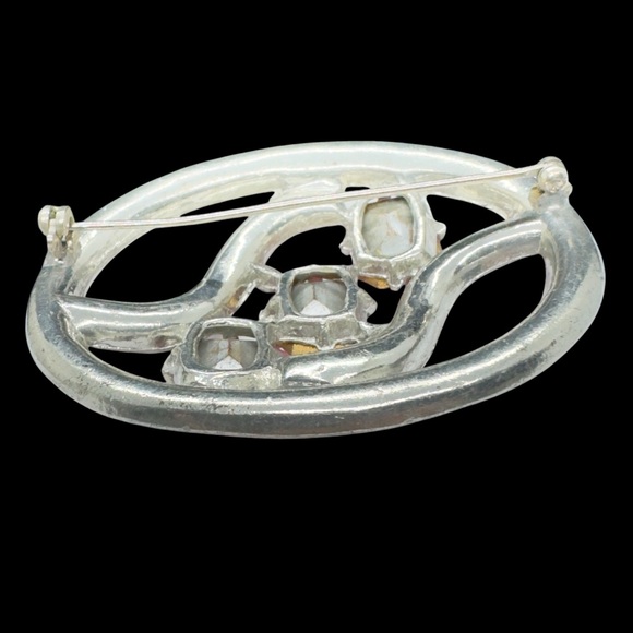 Vintage Art Deco Pink Rhinestone Pot Metal Brooch - Picture 6 of 8